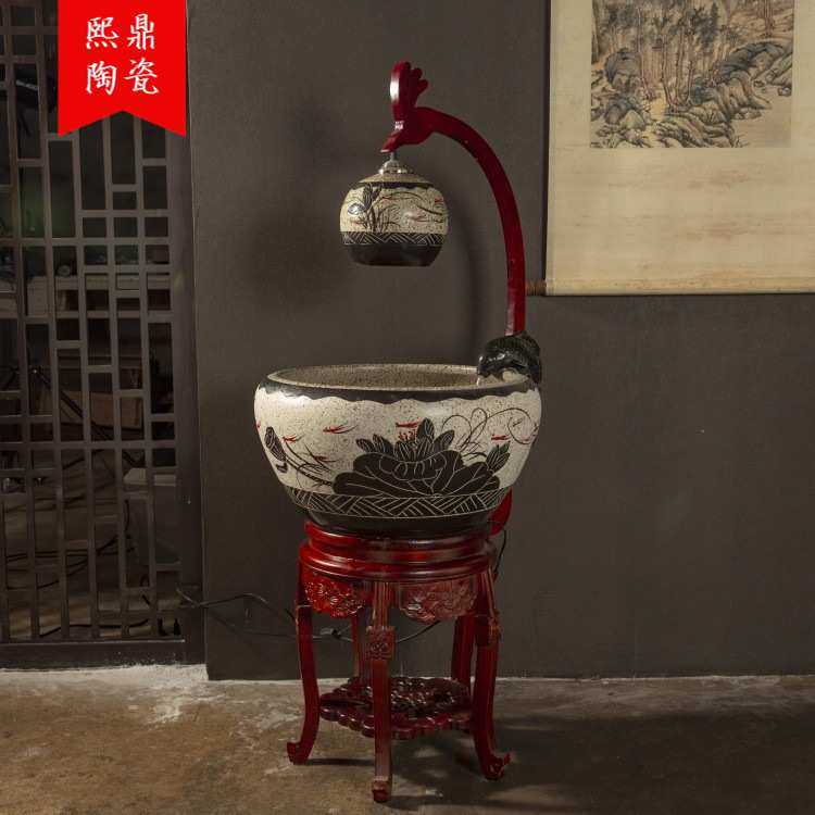 中式创意流水喷泉手绘陶瓷办公室客厅简约装饰鱼缸开业送礼摆件,3C数码配件,摄像机配件,淘宝优惠券,粉丝福利购,淘宝优惠卷