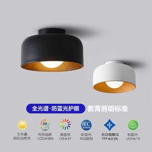 入户玄关灯门厅复古侘寂风过道走廊吸顶灯创意木纹日式民宿阳台灯