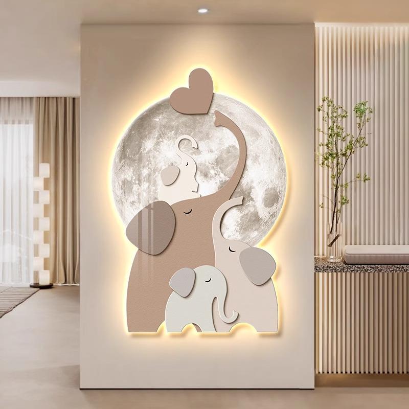 轻奢入户玄关装饰画创意造型过道墙上挂画走廊尽头高档灯画寓意好