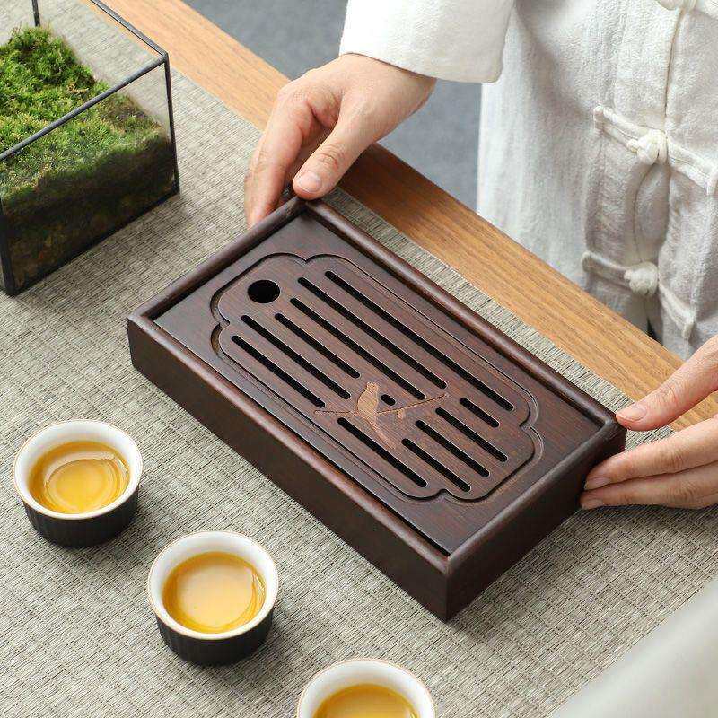 小茶盘竹制简易茶台旅行家用盘小型新中式家用精致小茶台竹子托盘