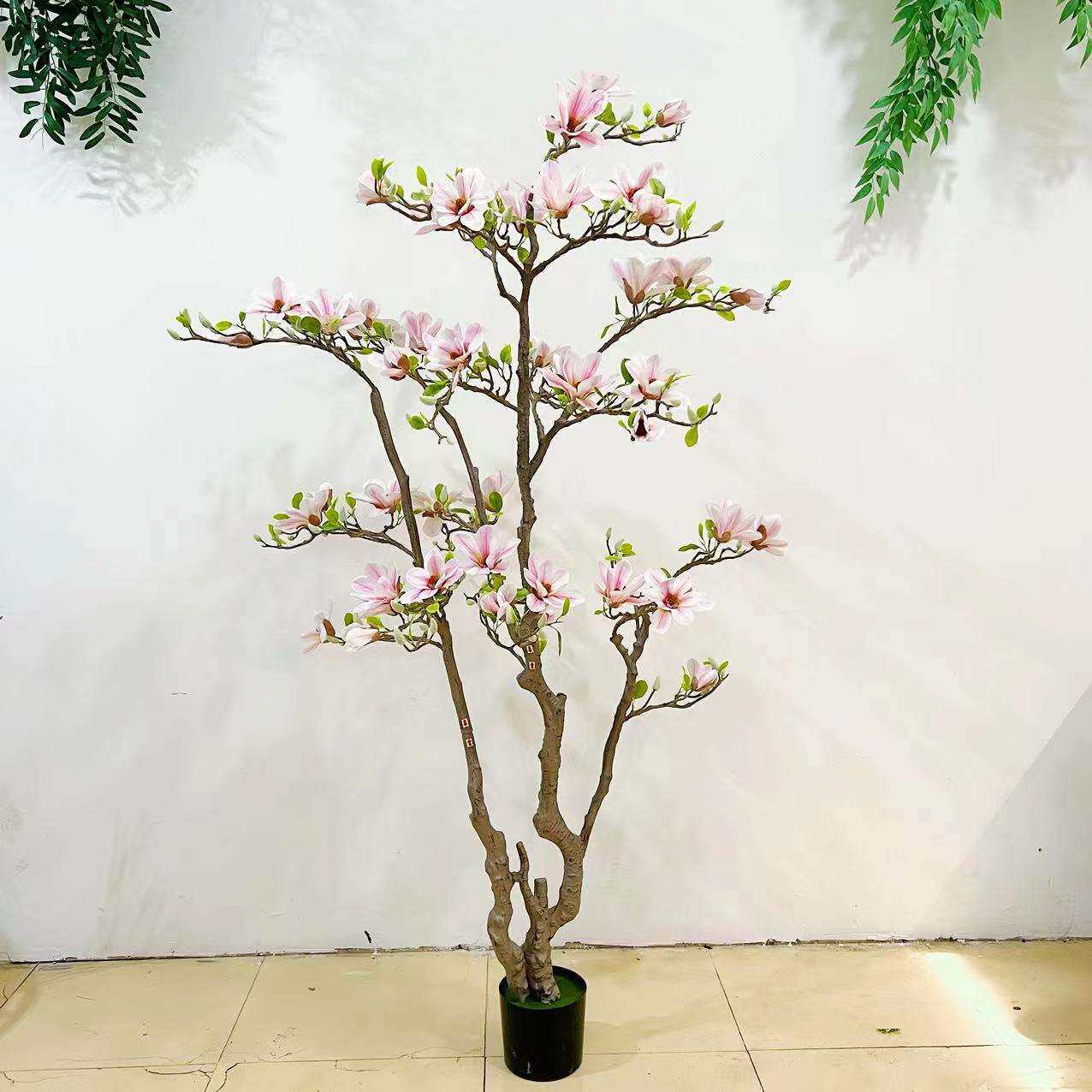 高端玉兰花树仿真绿植假树室内客厅仿生禄植盆栽落地装饰植物摆件