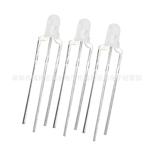 F3圆头雾状黄白双色led3MM高亮灯珠共阴共阳长脚直插双色二极管