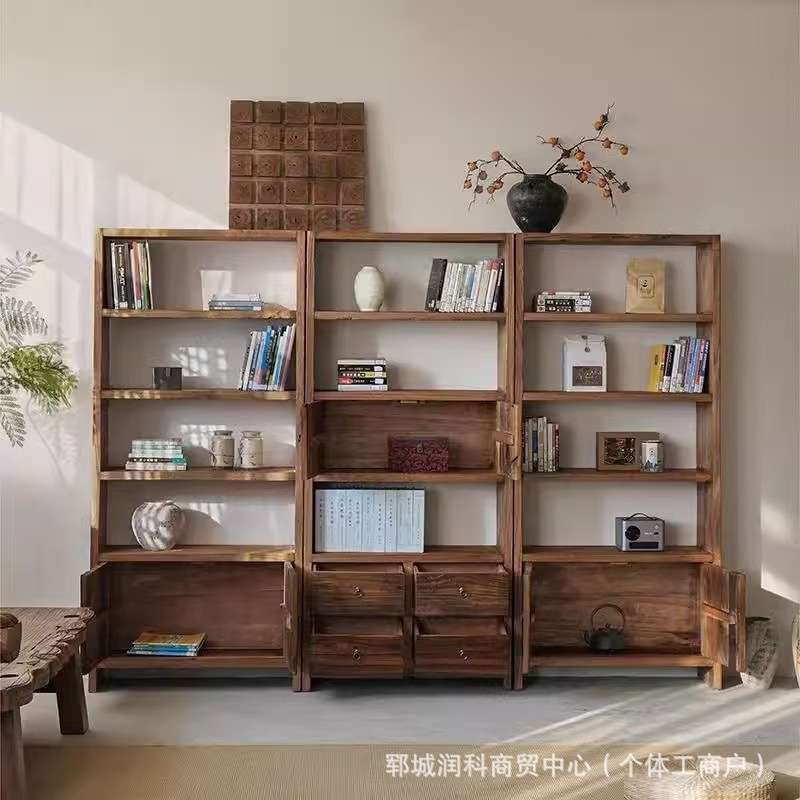 老榆木新中式实木展示柜家用置物架客厅隔断多宝阁靠墙博古架组合图片