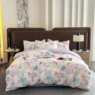 2025新款植物羊绒花卉小清新磨毛水洗棉亲肤棉四件套套件