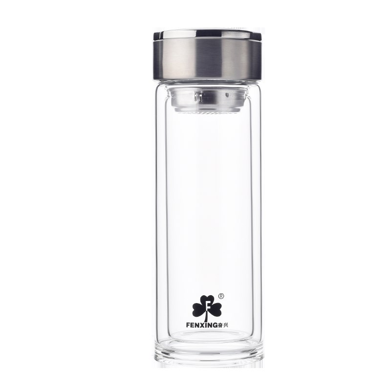 玻璃杯双层耐热便携水杯透明创意家用杯子带盖过滤男女士茶杯