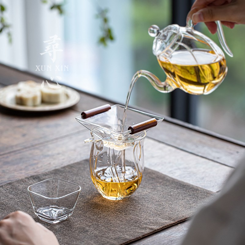 透明四方玻璃茶漏茶滤中式家用泡茶过滤器茶叶滤网茶道零配件