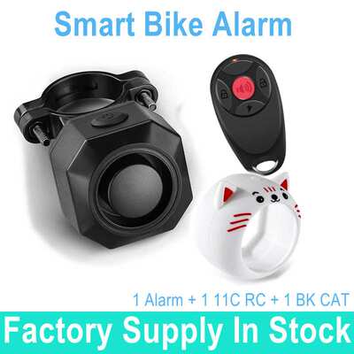 Anti-Theft Rechargeable 110dB Bicycle Alarm With Cat Cover