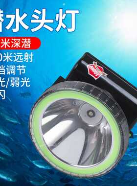 头灯潜水头戴强光充电超亮防水夜间作业抓海鱼螃蟹水下照明用灯