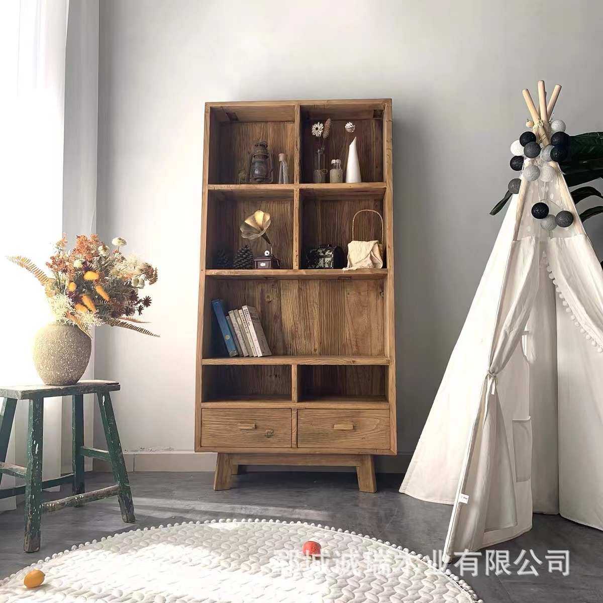 新中式老榆木书柜全实木书架落地置物架带抽屉茶叶博古架储物柜,模玩/动漫/周边/娃圈三坑/桌游,模型制作工具/辅料耗材,淘宝优惠券,粉丝福利购,淘宝优惠卷