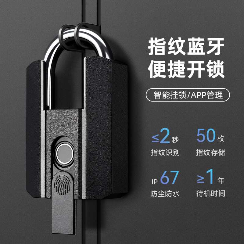 户外防水防锈指纹锁家用电子小锁小区大门铁链挂锁宿舍储物柜锁头