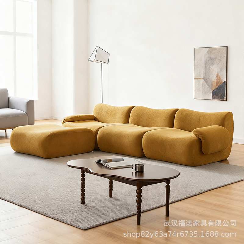 Lazy Couch 方块三人位现代小户型豆腐块科技布布艺沙发