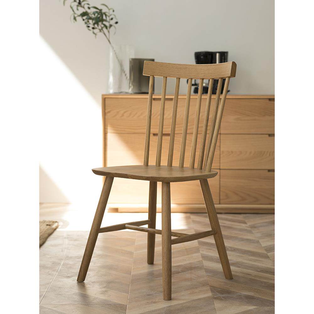 弄舍｜北欧经典实木温莎椅餐厅餐椅靠背椅子白橡木黑胡桃木休闲椅