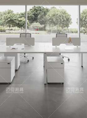 现代简约白色双人位职员办公桌厂家直销屏风电脑桌椅组合4-6人位