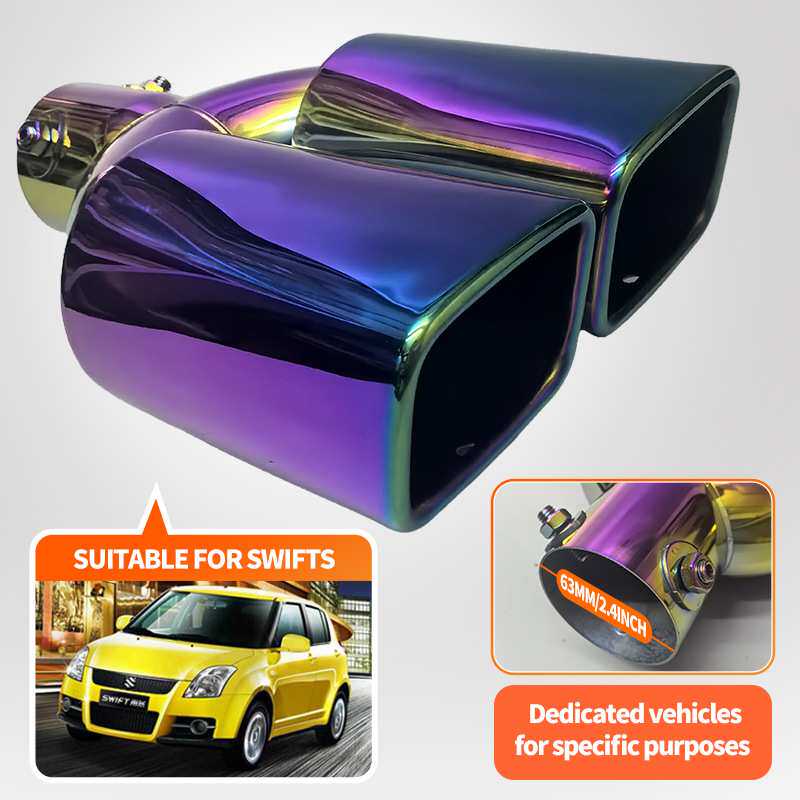 适用于原车5.3-5.8CM改装方口双出尾喉不锈钢排气管汽车装饰