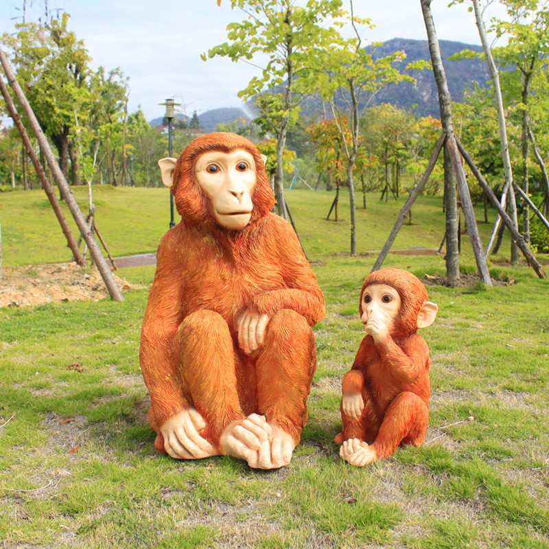 包邮户外花园庭院仿真猴子摆件玻璃钢动物雕塑园林装饰品假山摆设