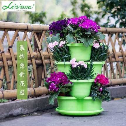 定制立体花盆 大号多层组合塑料带托盘阳台种花立体花盆 定制