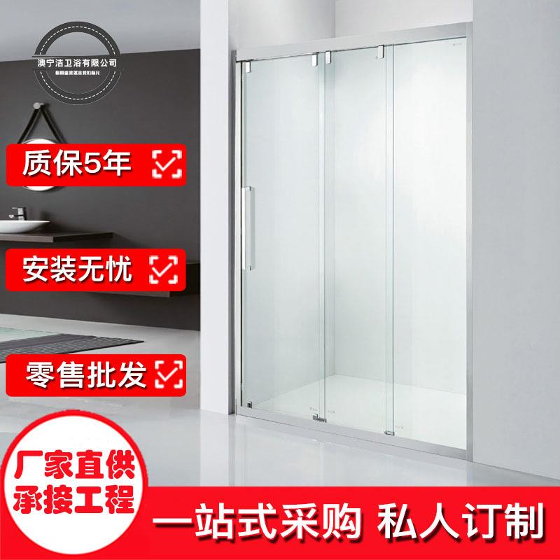 澳宁洁三联动整体淋浴房 一字型浴室隔断干湿分离玻璃门一件起批