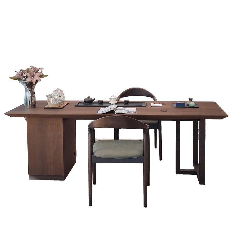 新中式实木茶桌2025新款北美黑胡桃木茶台现代轻奢家用客厅泡茶桌