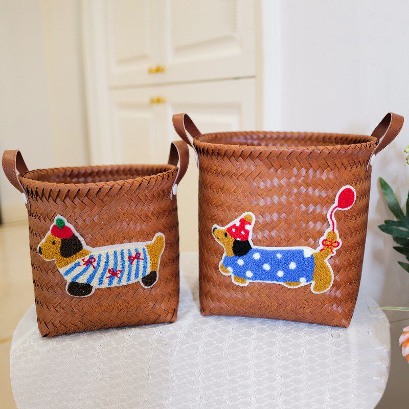 新款网红美式编织脏衣篮腊肠狗脏衣篓家用大容量玩具零食桶收纳筐,收纳整理,收纳筐,淘宝优惠券,粉丝福利购,淘宝优惠卷