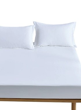 纯白色纯棉床笠单件保护套单人双人宾馆酒店床罩防滑套全棉