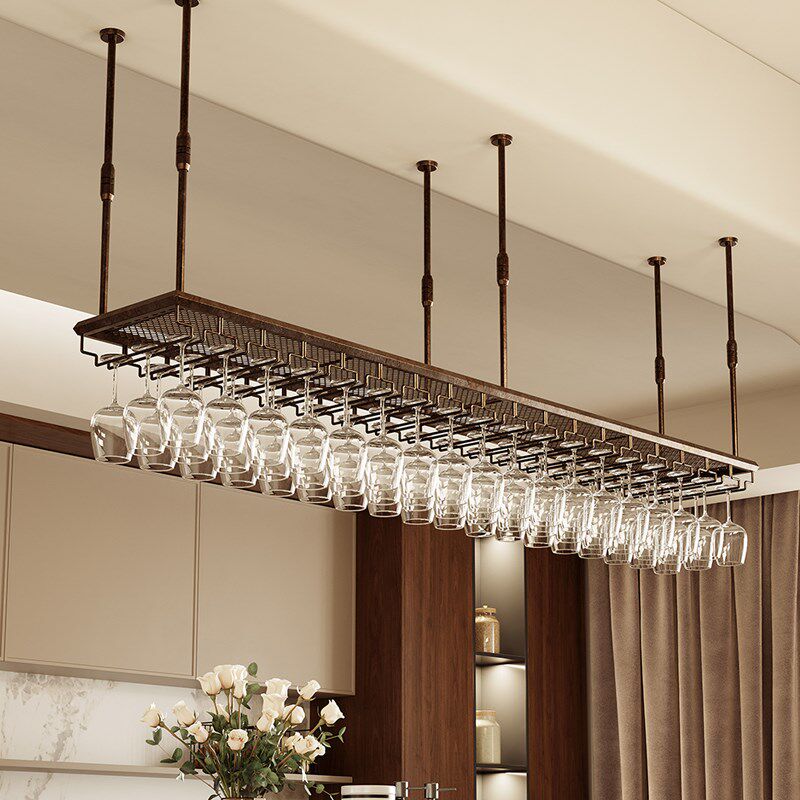 酒吧红酒杯架倒挂欧式悬挂酒瓶置物架吧台高脚杯吊架家用酒柜酒架