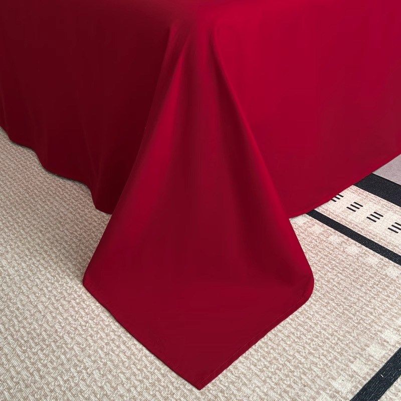 中式新婚结婚四件套大红色陪嫁床单被套纯棉婚庆床上用品婚房喜被