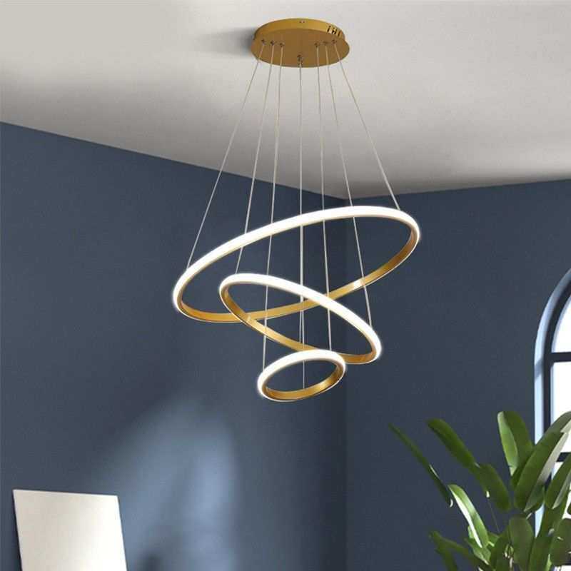 北欧餐厅灯极简创意个性灯饰网红圆环餐厅吊灯LED艺术客厅灯具