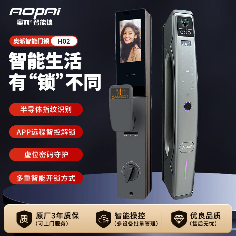 厂家批发跨境远程办公室公寓木门别墅指纹锁智能锁人脸密码锁家用