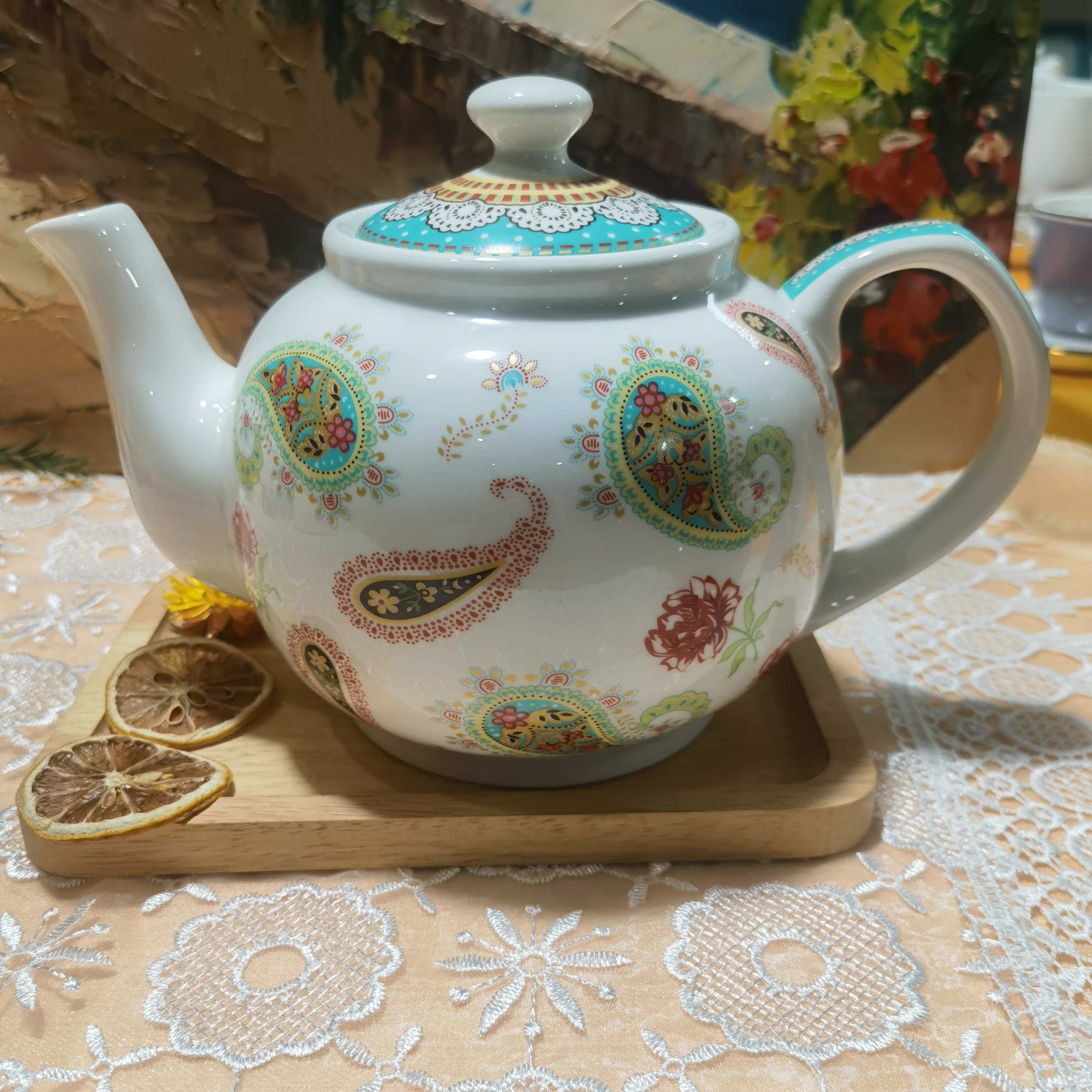 出口孤品尾单陶瓷咖啡大容量壶花茶壶韩式下午茶壶饮茶壶茶具
