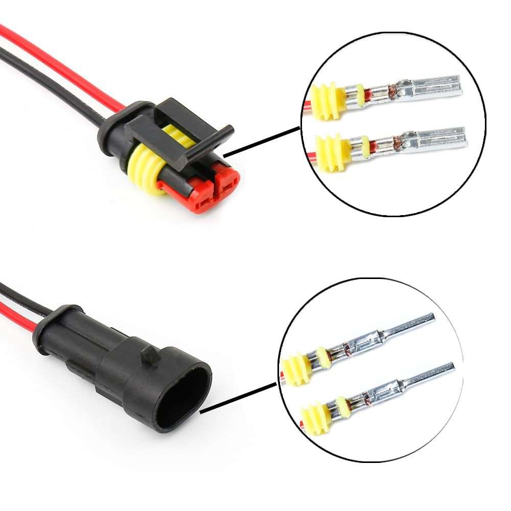跨境 40PCS盒装 2Pin线束连接器防水汽车快速接线端子16-20AWG