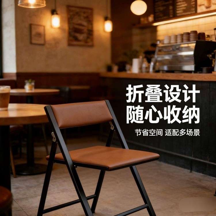 小户型超薄折叠椅户外咖啡现代家用餐椅学生办公会议洽谈椅网红图片