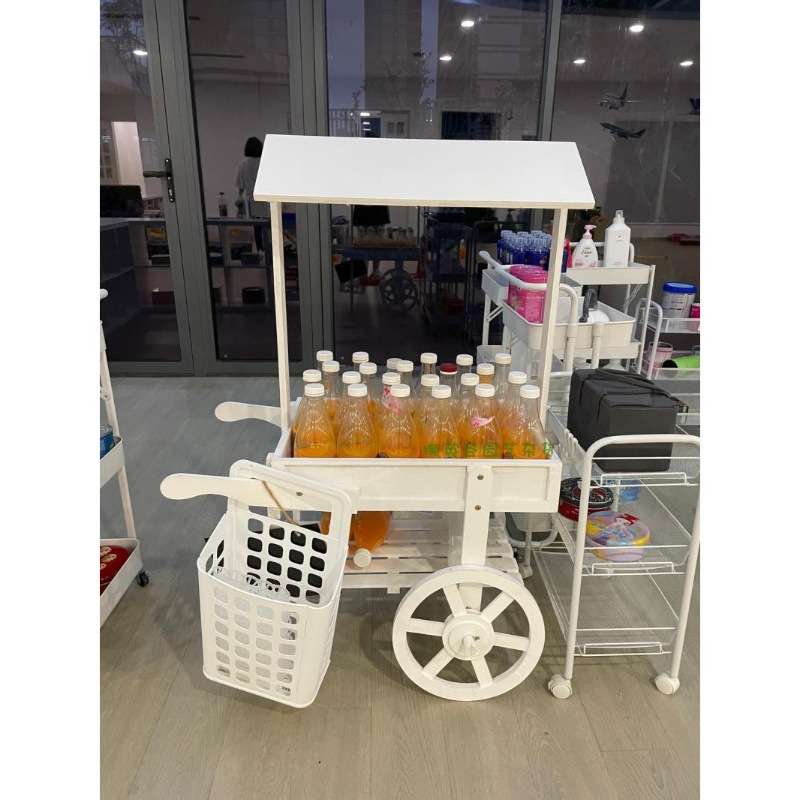 超市花店实木黑板招牌杂货架迷你小花车置物架橱窗展示柜推车装饰