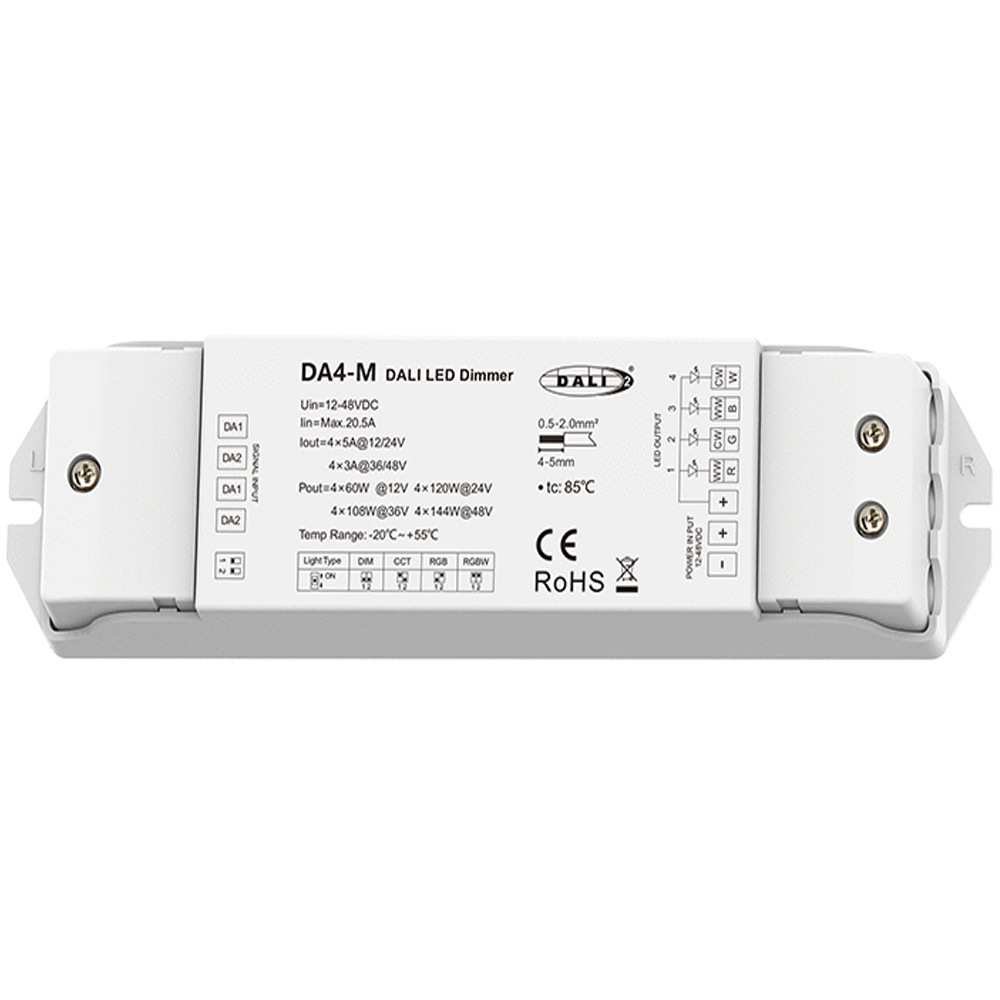 DC12-48V DALI-单地址4路调光器 普通灯具转DALI信号576W DA4-M
