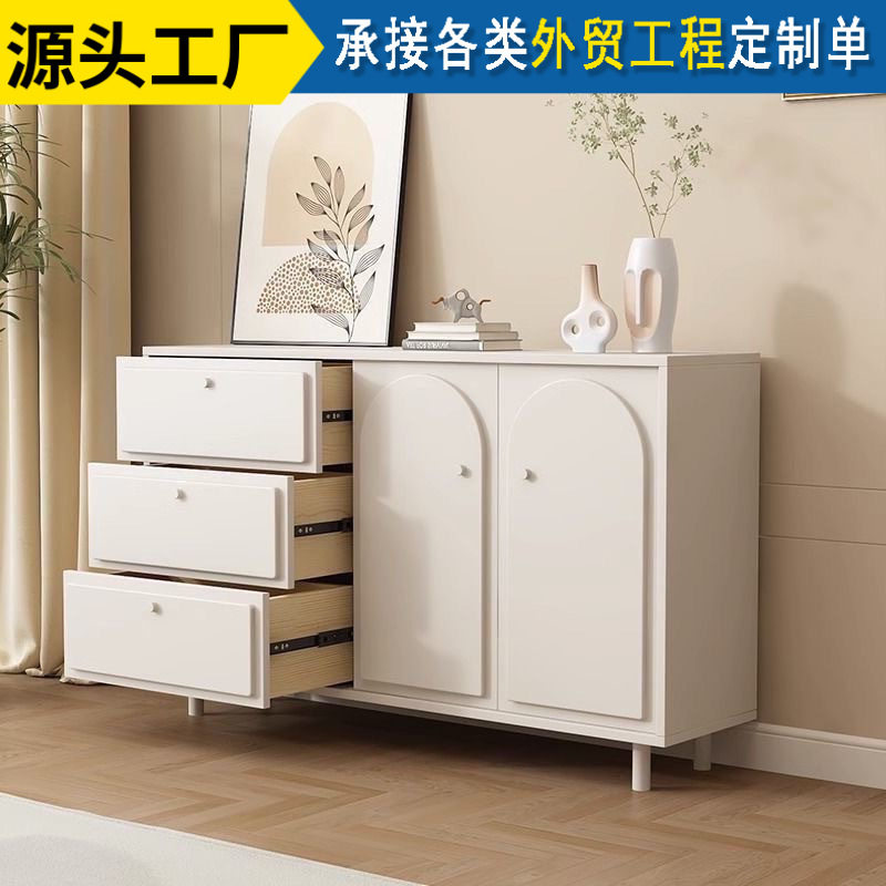 奶油餐边柜家用客厅一体靠墙柜子储物柜现代简约收纳玄关斗柜套装