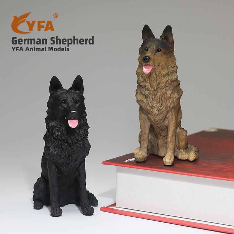 厂家直供德国牧羊犬仿真模型德牧狼狗黑背车载摆件树脂艺品