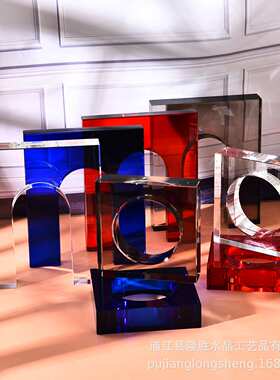 现代简约北欧dingzhi水晶拱形门型四方圆圈孔玄关门客厅家居摆件