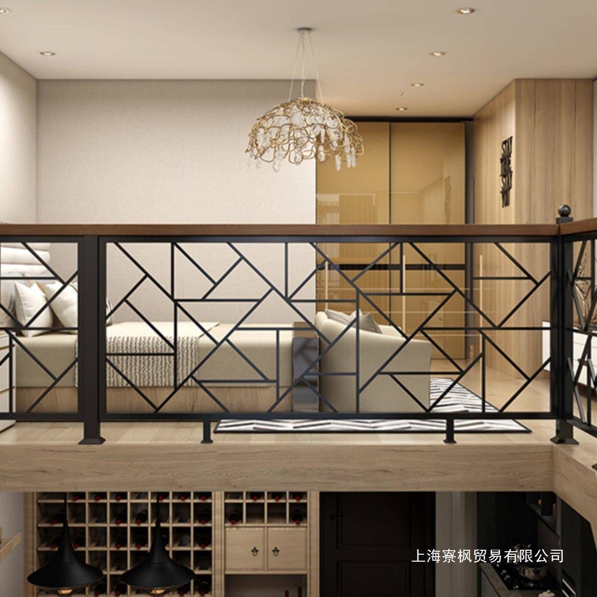 约现代铁艺楼梯扶手阳台护栏家用围栏别墅栏杆阁楼装饰室内飘窗