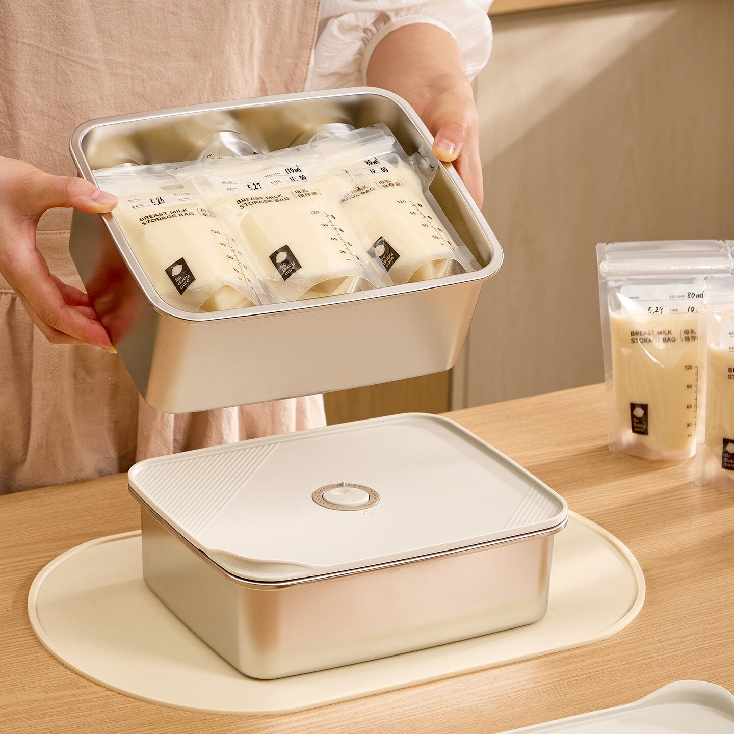 母乳冷藏盒储奶专用保鲜冷冻收纳盒食品级抗菌冰箱冻奶储存密封盒