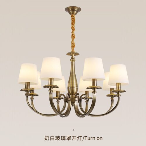 复古客厅全铜美式餐厅吊灯主卧灯具创意卧室灯乡村古铜色客厅吊灯