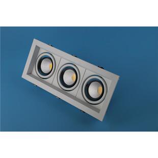 MR16三头简易装豆胆灯3W5WCOB斗胆灯LED格栅射灯商铺酒店照明