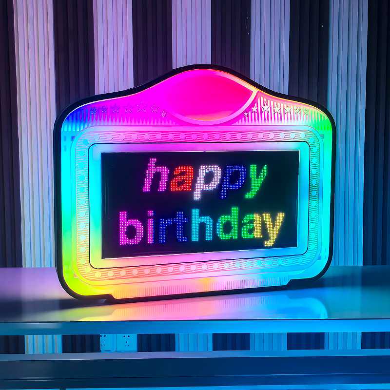 LED屏幕发光手举牌七彩编程滚屏广告牌酒吧发光灯箱生日快乐灯牌