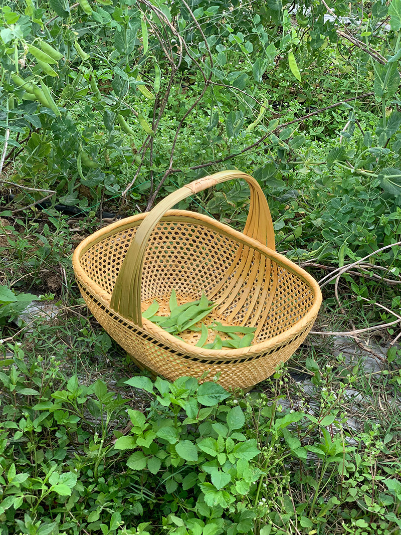 竹编制品手提篮鸡蛋水果篮家用买菜篮竹提篮复古收纳篮果园采摘篮