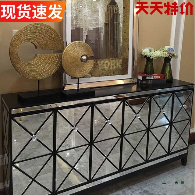 欧式鞋柜轻奢餐边柜镜面隔断柜新古典后现代玄关柜客厅储物柜