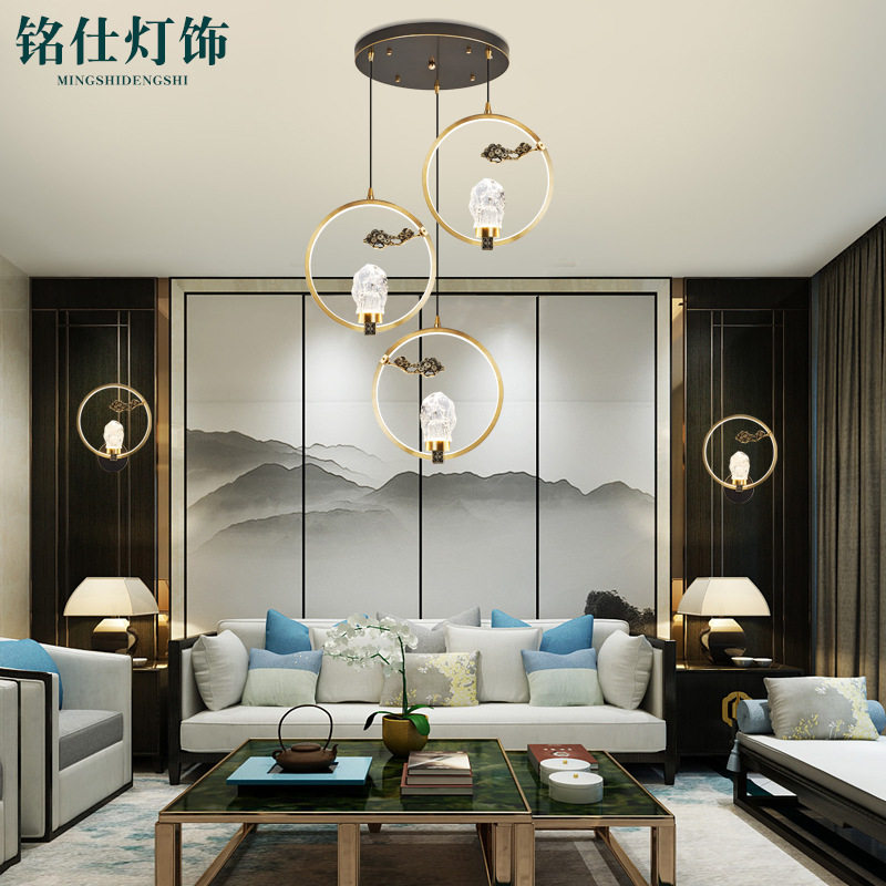 创意客厅新中式客厅灯中国风禅意仿古灯具新古典餐厅长灯具吊灯