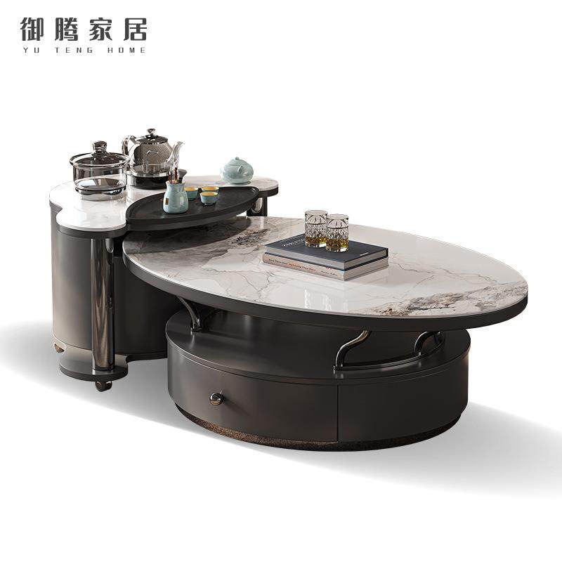 轻奢岩板茶几客厅家用办公室设计师小户型现代功夫泡茶一体小茶台
