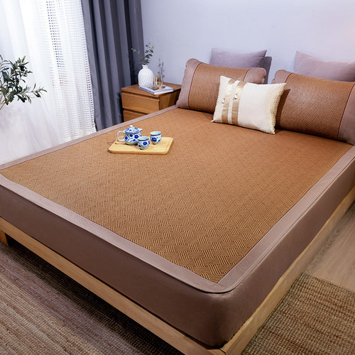 夏季凉席床笠款防滑印尼藤席三件套全包席子家用可折叠1米5/1米8