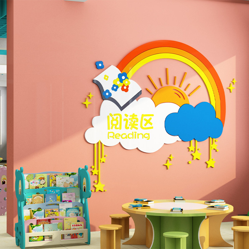 绘本馆装饰读图书角布置幼儿园环创儿童阅读区班级文化背景墙贴纸,家居饰品,文化墙贴,淘宝优惠券,粉丝福利购,淘宝优惠卷
