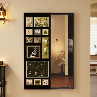 中古暗藏式全身镜装饰画穿衣镜隐形推拉可关闭镜子挂墙玄关试衣镜