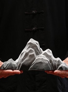 创意陶瓷假山摆件家居客厅沙盘微景观鱼缸造景装饰品书房台面笔架