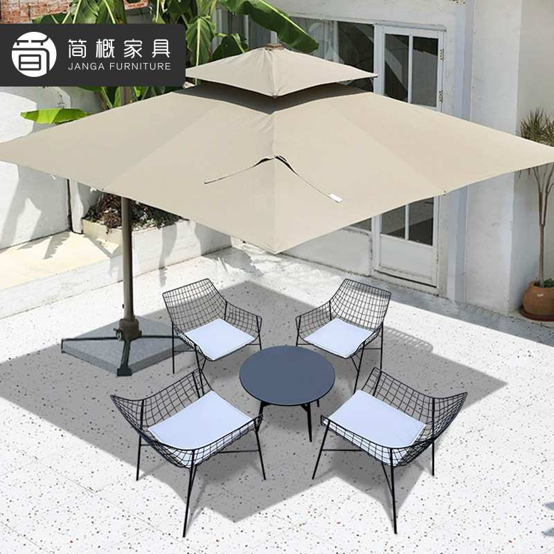 户外别墅庭院桌椅家具组合休闲露天防雨防晒金属椅咖啡店外摆桌椅